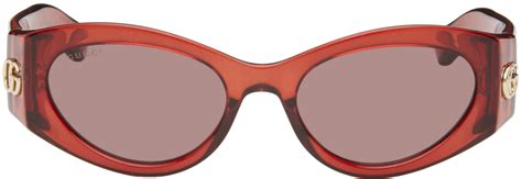 gucci red ev|Gucci: Red Oval Sunglasses .